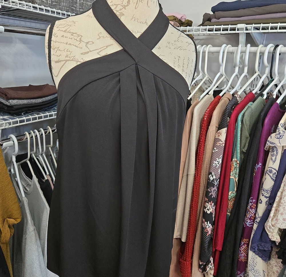 Express Black Cross-Front Halter Top